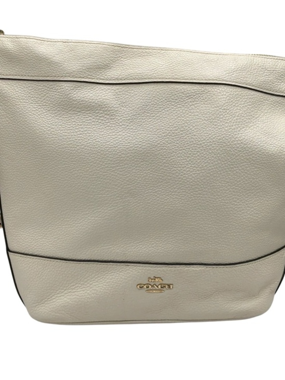 Coach Cream Pebbled Leather Paxton Duffle Shoulder Bag with Gold Hardware